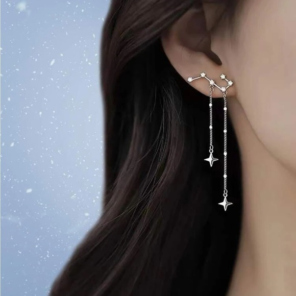 Silver 2pc Star Mismatch Earrings - Picture 1 of 3